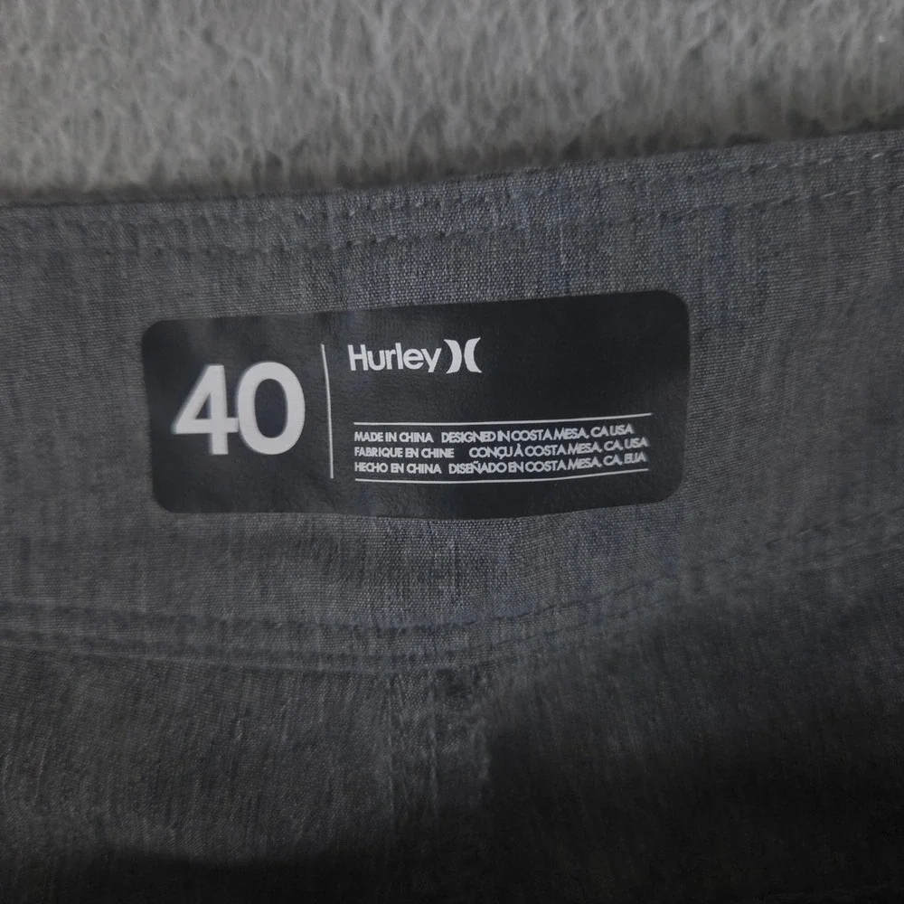 Hurley Shorts Men 40 Grey One and Only Board Recycled Polyester Logo Swim Trunks